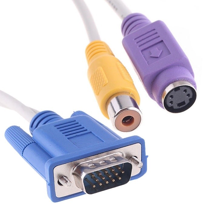 VGA Video Card to S-Video and RCA TV Display Adapter Cable