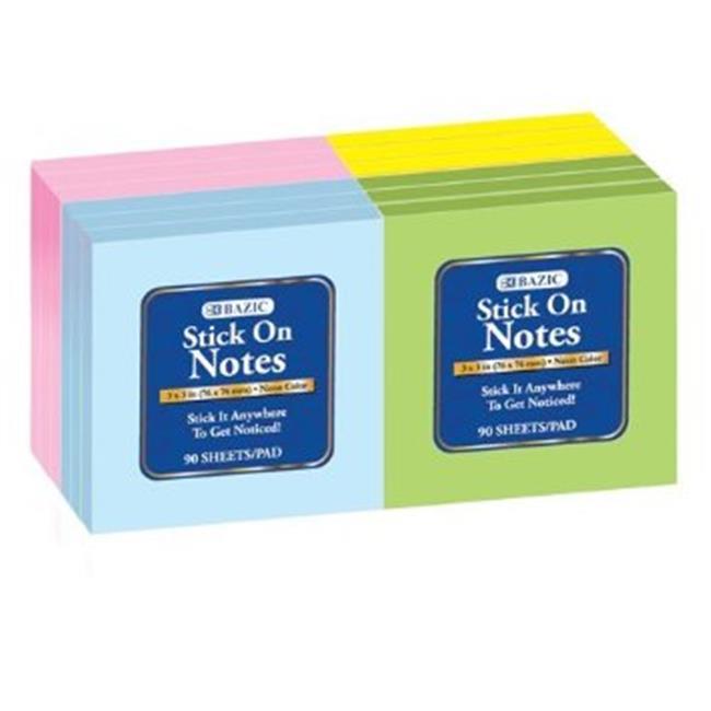 BAZIC 100 Ct. 3" X 3" Stick On Note (12/Shrink)