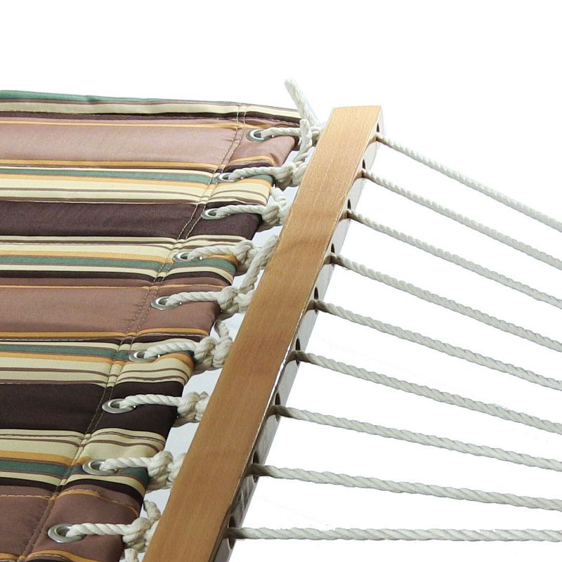 Sorbus Brazilian Double Hammock with Stand - Green, Blue Stripes