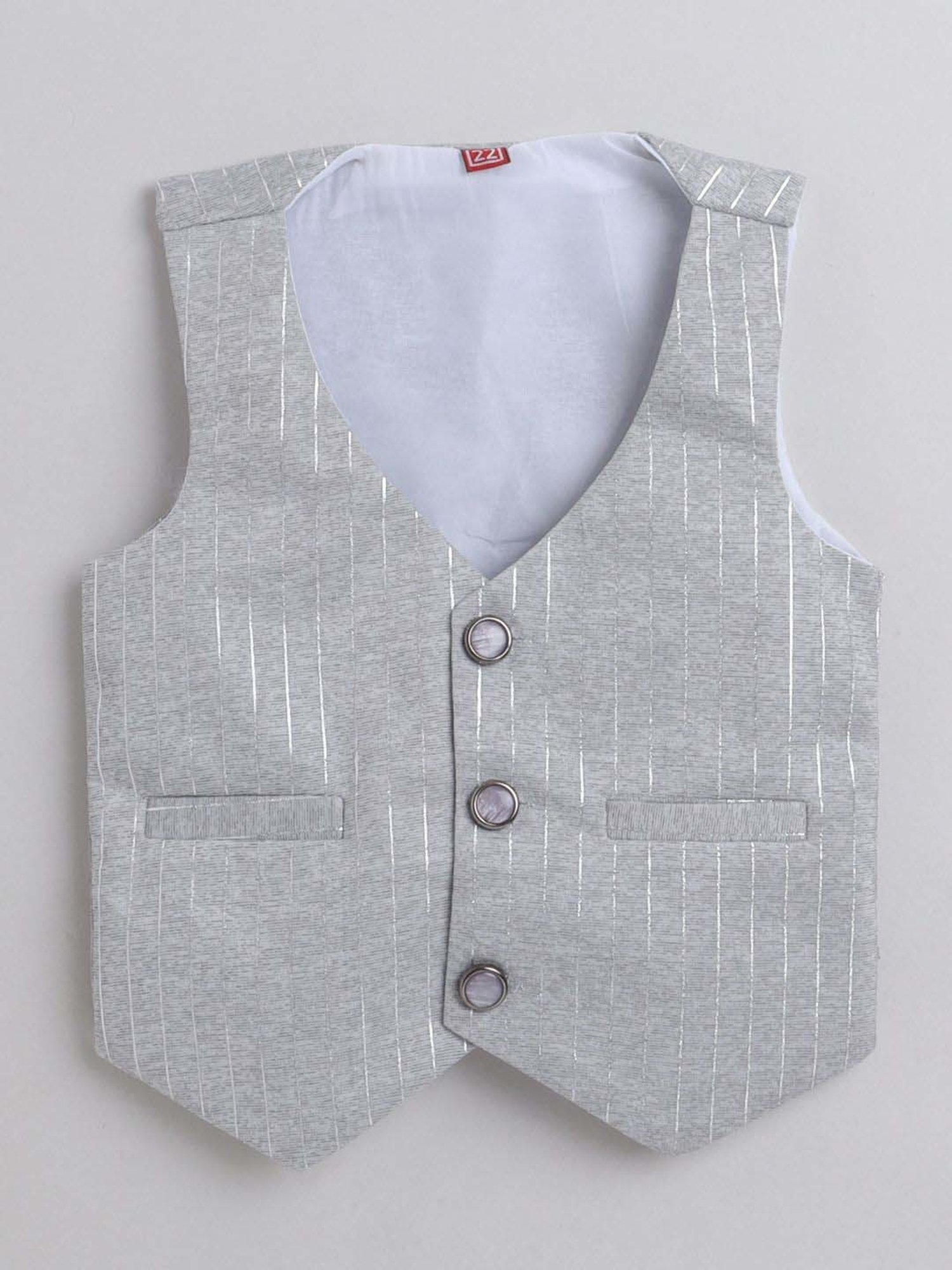 Fourfolds Boys Grey Solid Full Sleeves Clothing Set