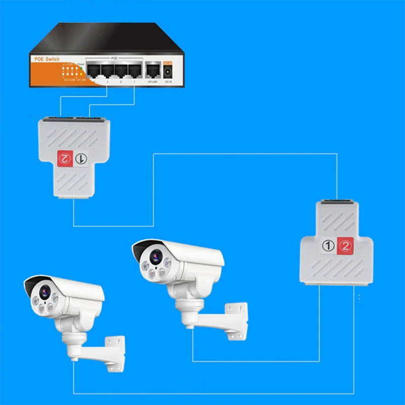 2 pcs/set 1 to 2 Dual Female Port RJ45 Splitter Connector CAT6 LAN Ethernet Sockt Network Connections Splitter Adapter