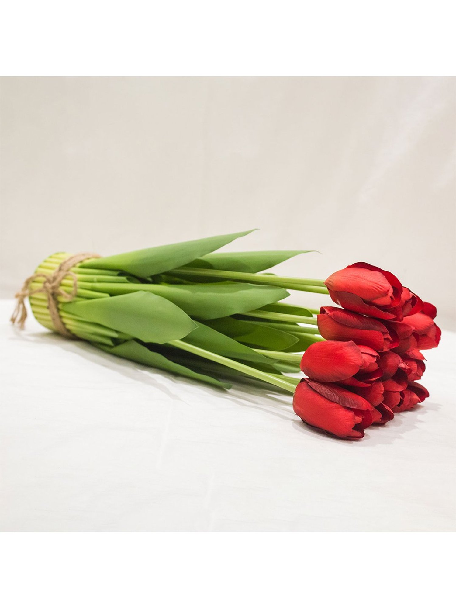 Amflix Red Artificial Tulip Flowers Bunch