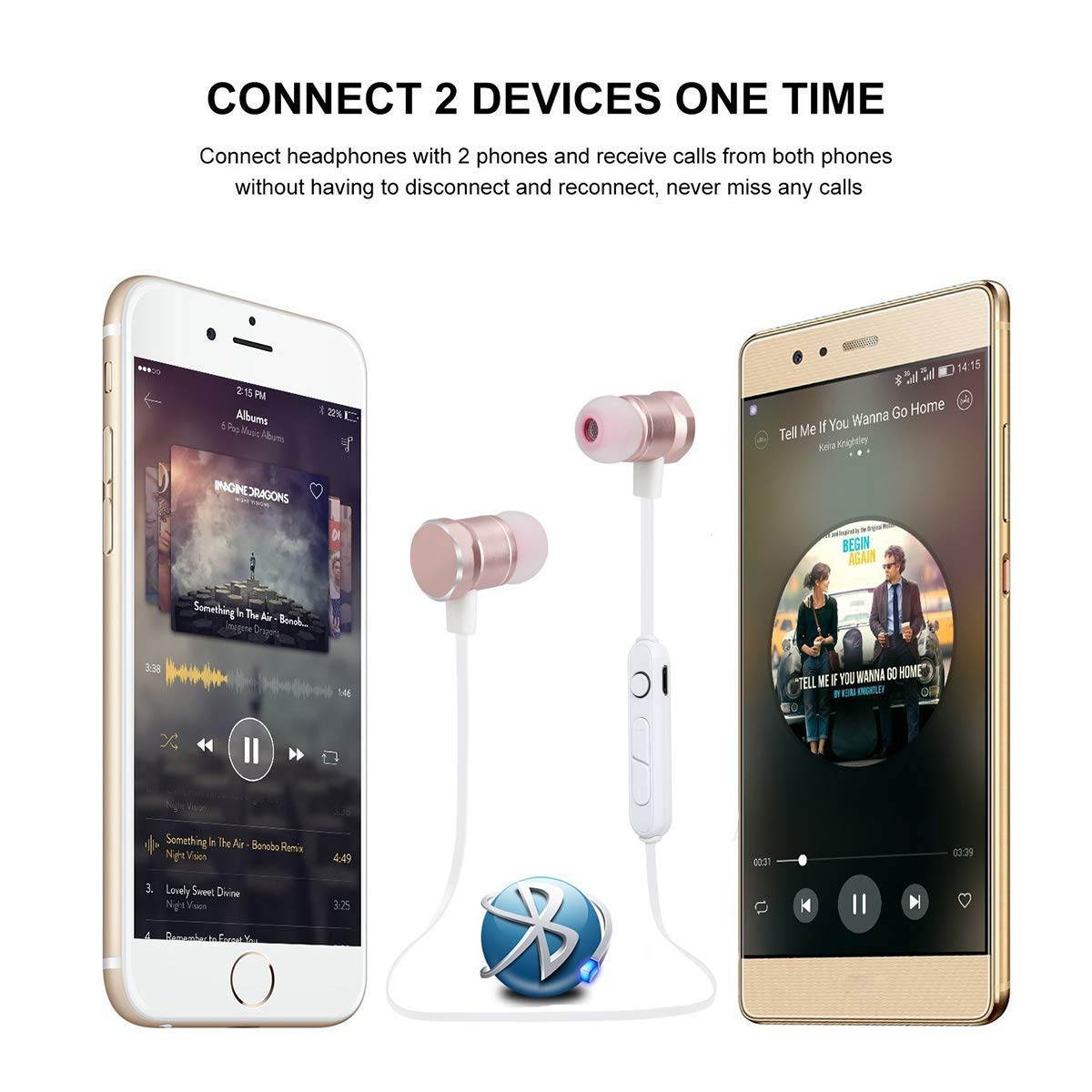 Headphones Earphone, Bluetooth  Wireless Earbuds Sweatproof Earphones Magnetic Attraction Stereo Earphones for Running Workout Gym Noise Cancelling