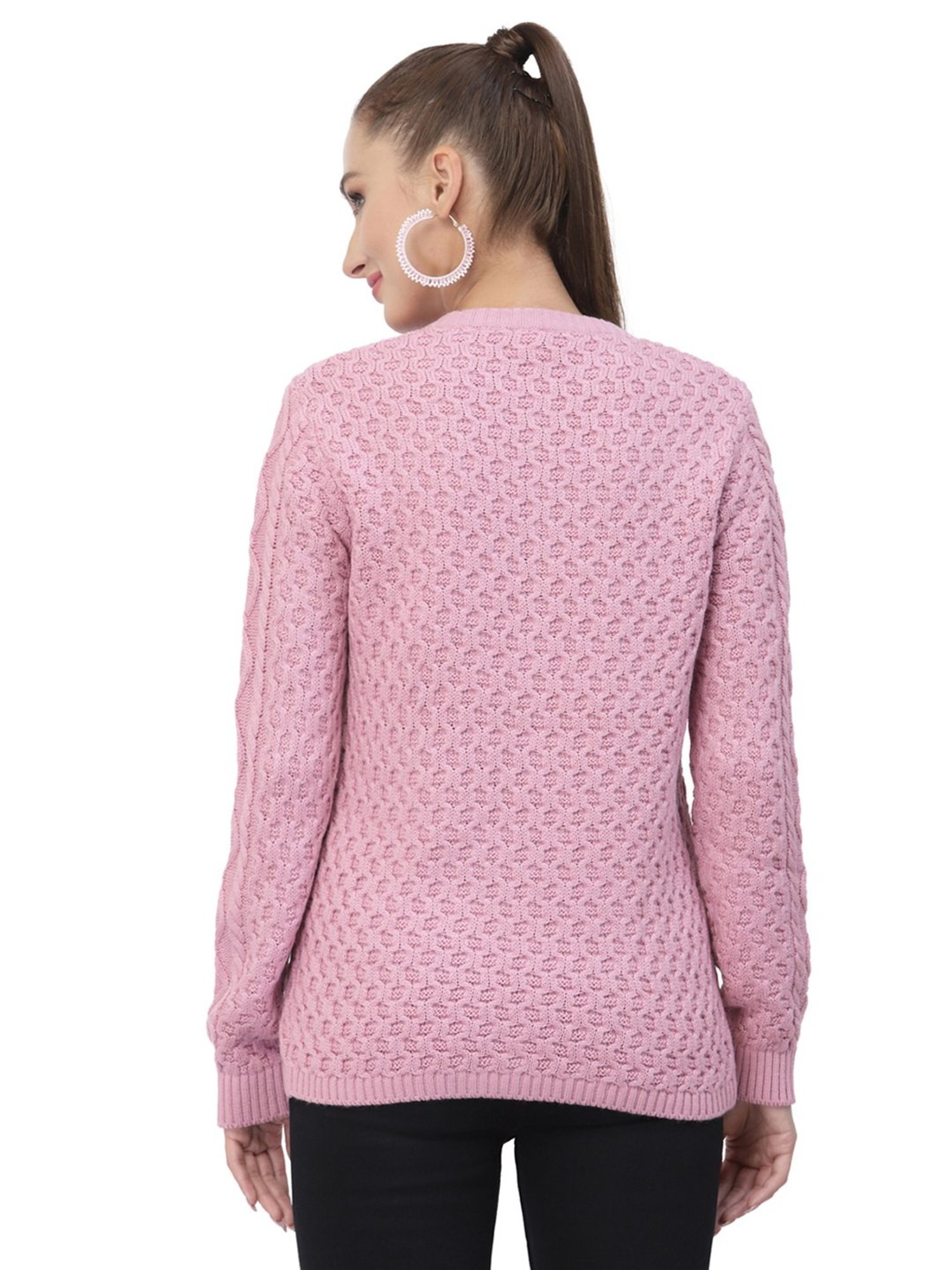 Kalt Pink Cable Design Sweater