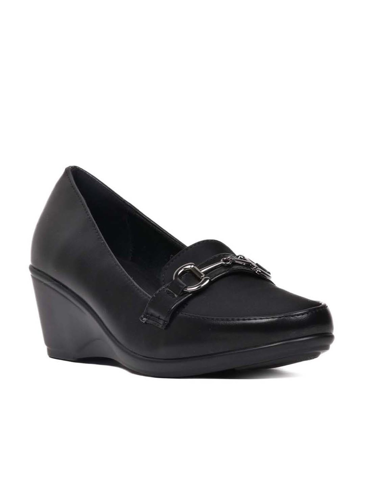 Jove Women's Black Wedge Loafers