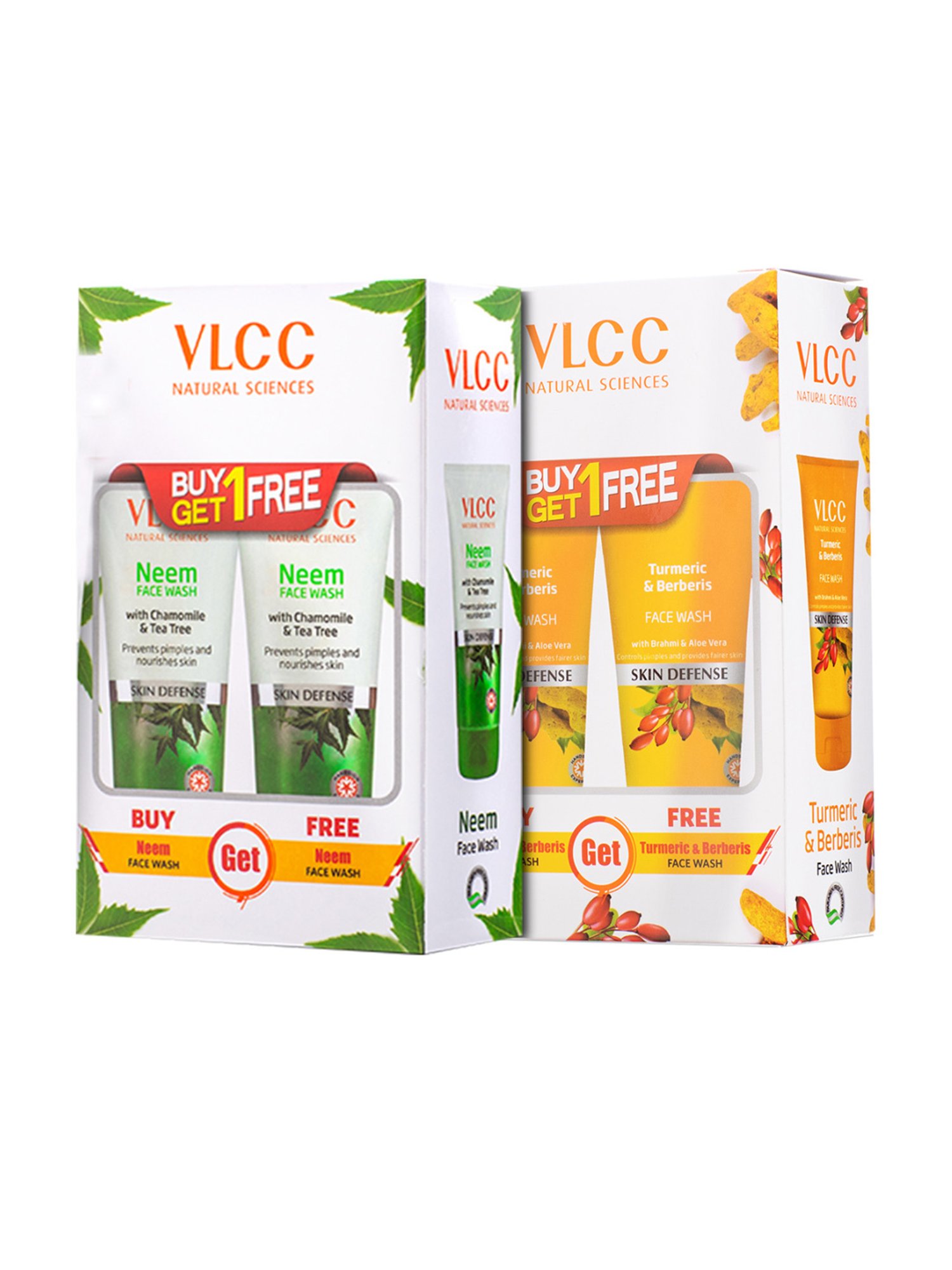 VLCC Neem, Turmeric & Berberis Face Wash Combo Pack - Buy 1 Get 1 Free