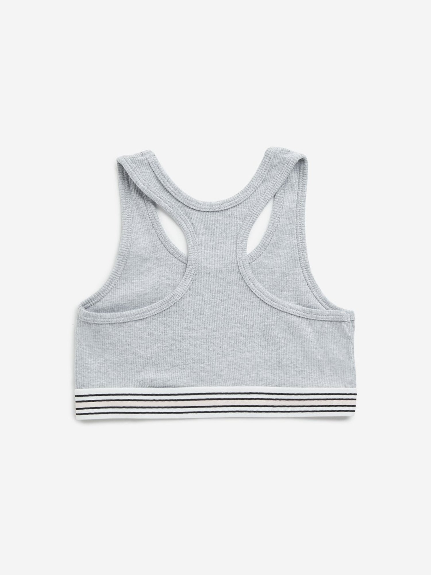 Y&F Kids by Westside Grey Ribbed Textured Cotton Blend Crop Top