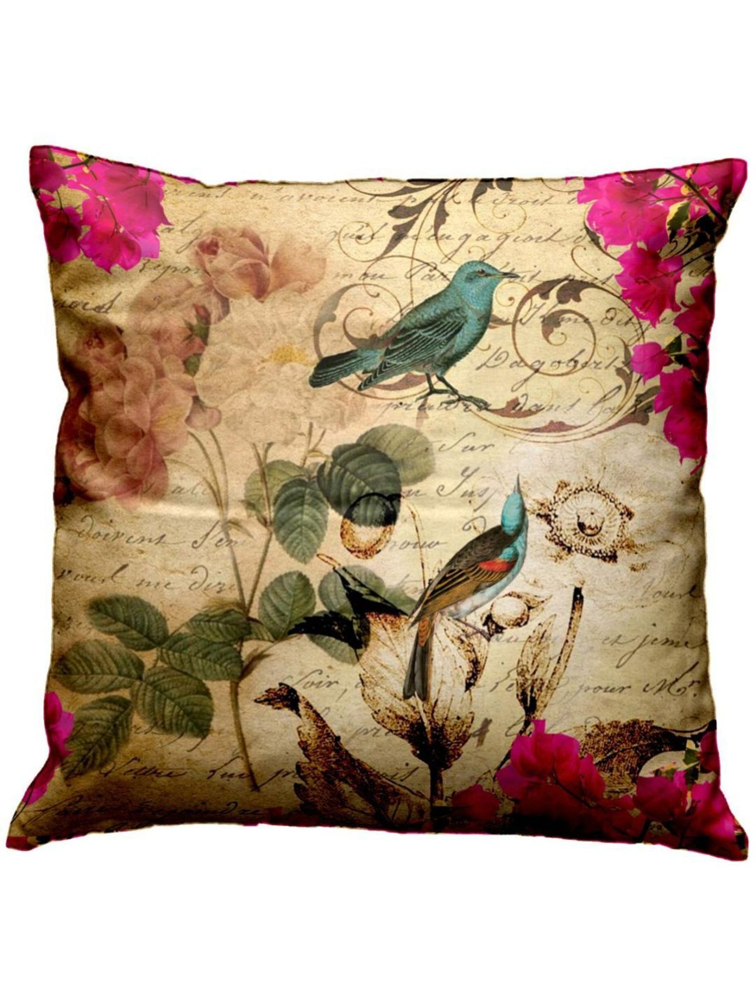 Bianca Beige & Pink Digitally Printed Cushion Cover - Set Of 5