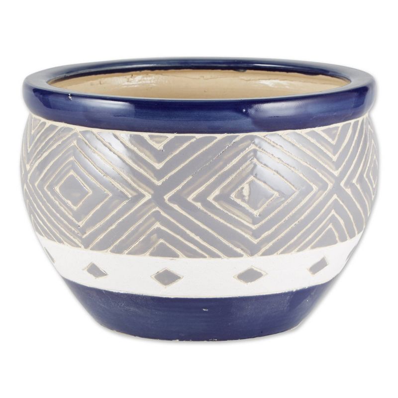 13.6" Indoor/Outdoor Ceramic Planter Trio Cobalt - Zings & Thingz