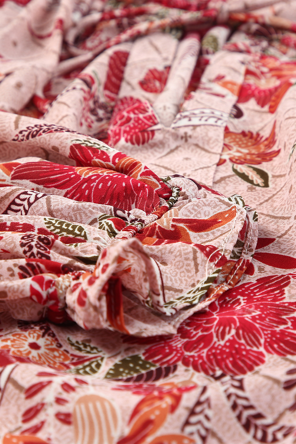 One World Apparel Jacquard Square Neck Short Sleeve Ivory Multi Floral Print Top