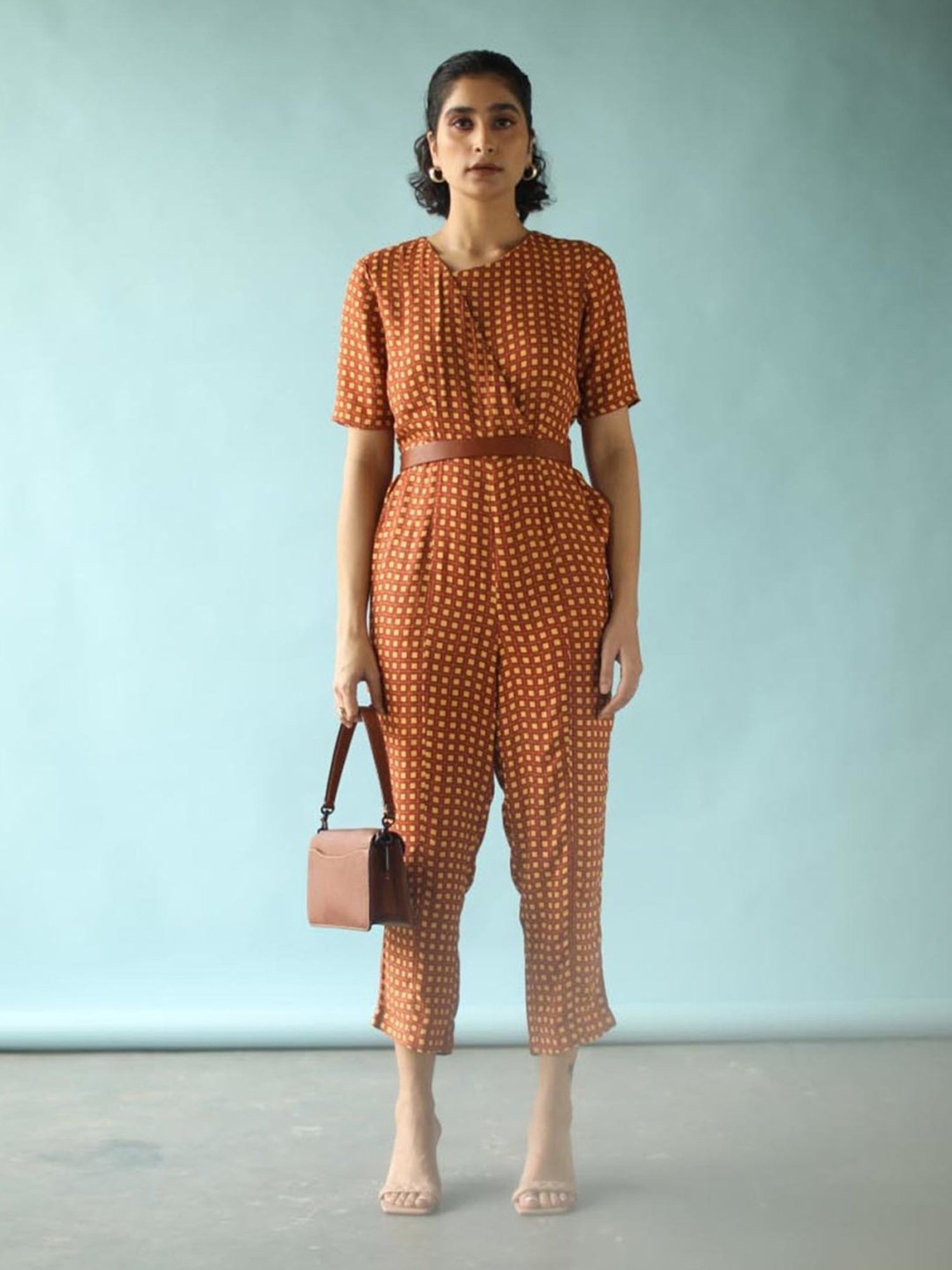 Qua Brown & Yellow The Kom Jumpsuit