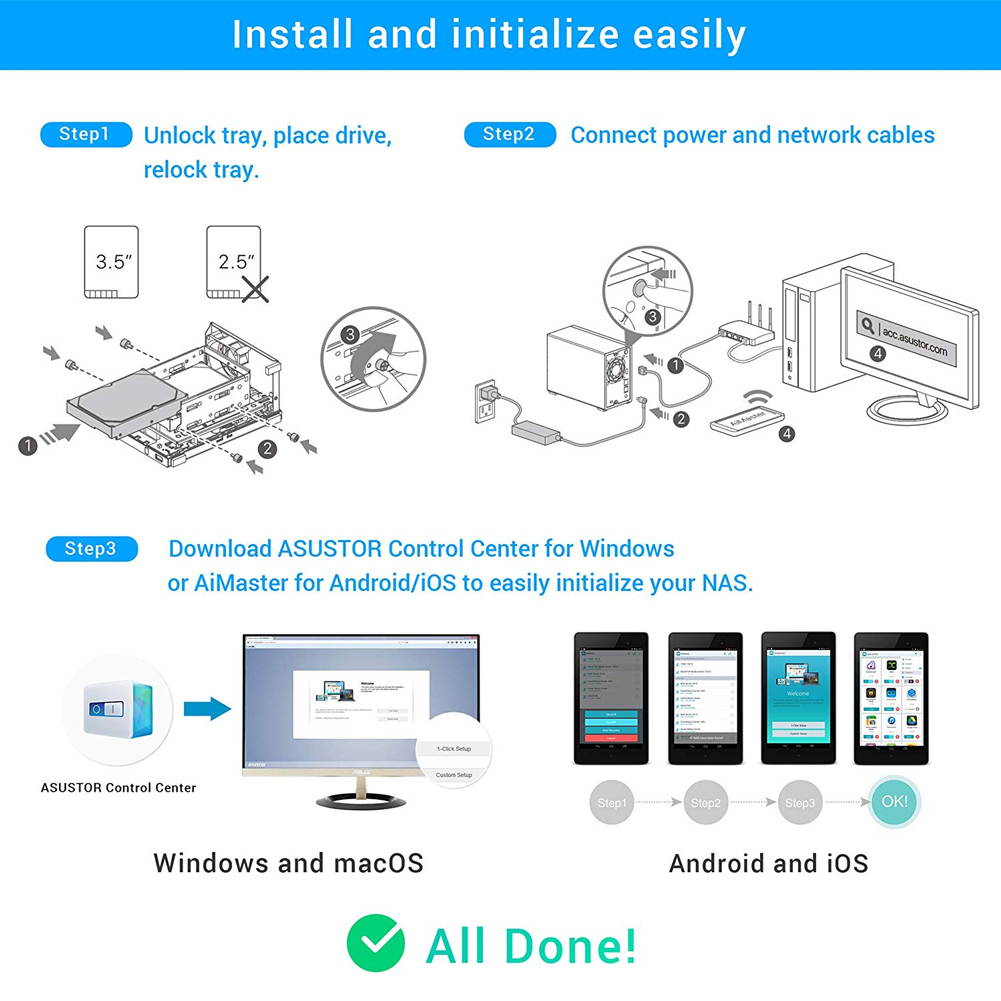 Asustor NAS AS1002T v2 + 28TB WD Ultrastar HDD (Two 14TB HDD Included)