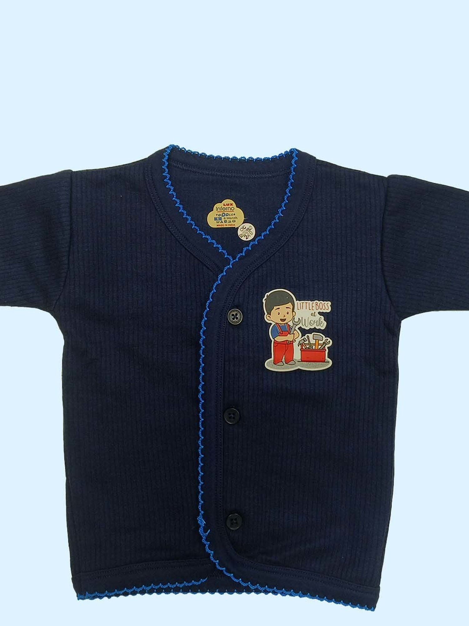 LUX Inferno Kids Navy Printed Full Sleeves Thermal Set