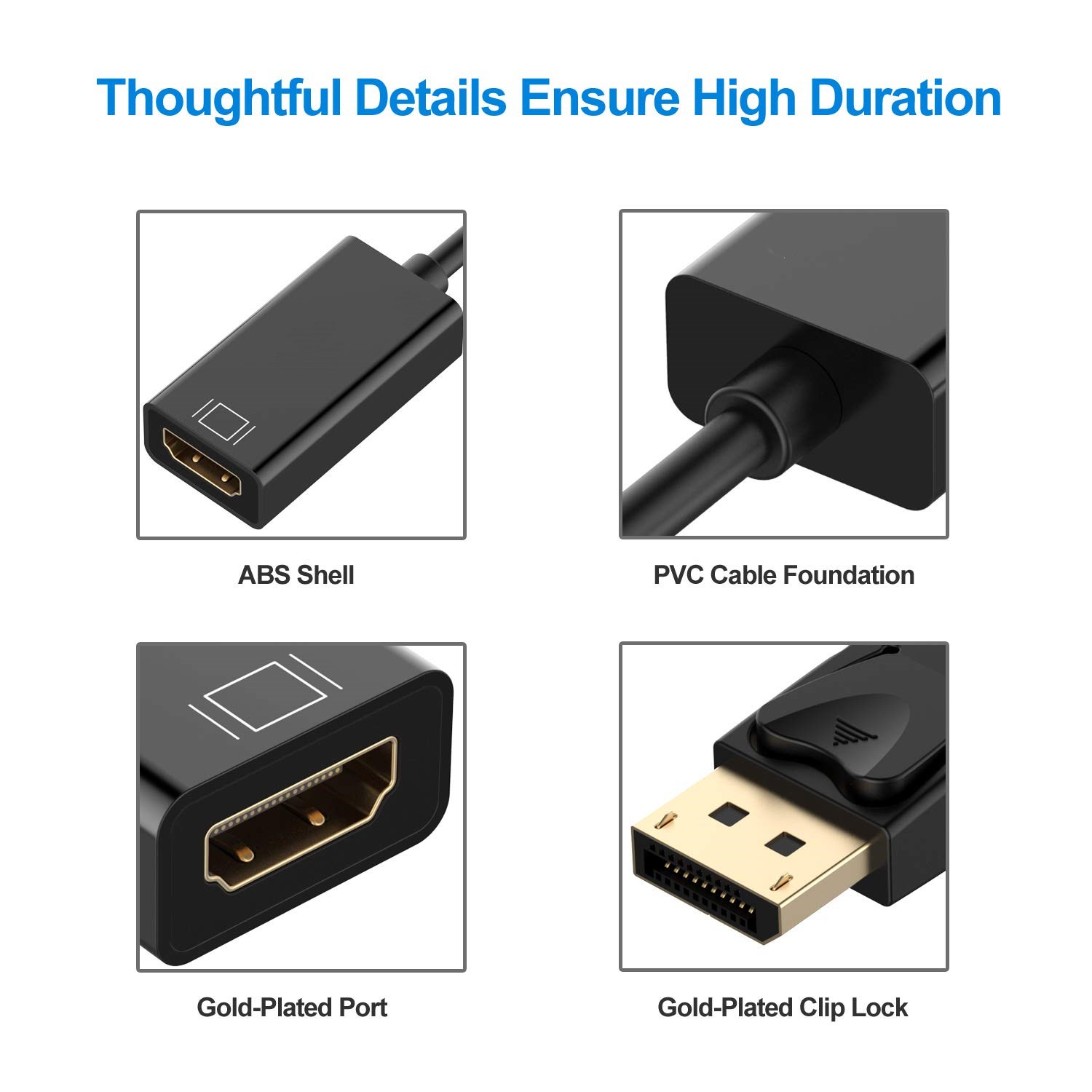 DisplayPort to HDMI Adapter, Nurbenn DP Display Port to HDMI Converter Male to Female Gold-Plated Cord Compatible for Lenovo Dell HP and Other Brand