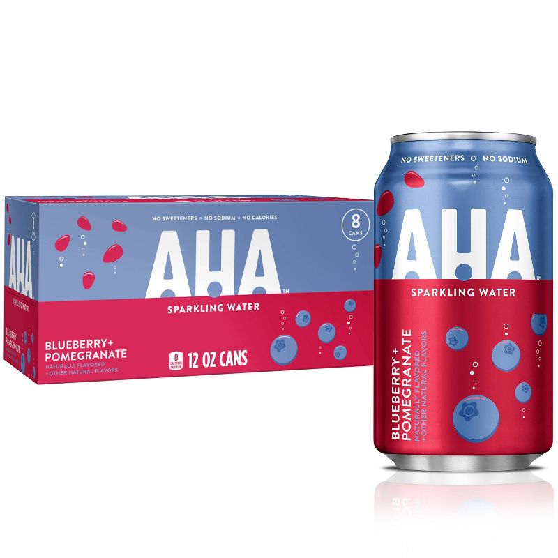 AHA Blueberry + Pomegranate Sparkling Water - 8pk/12 fl oz Cans
