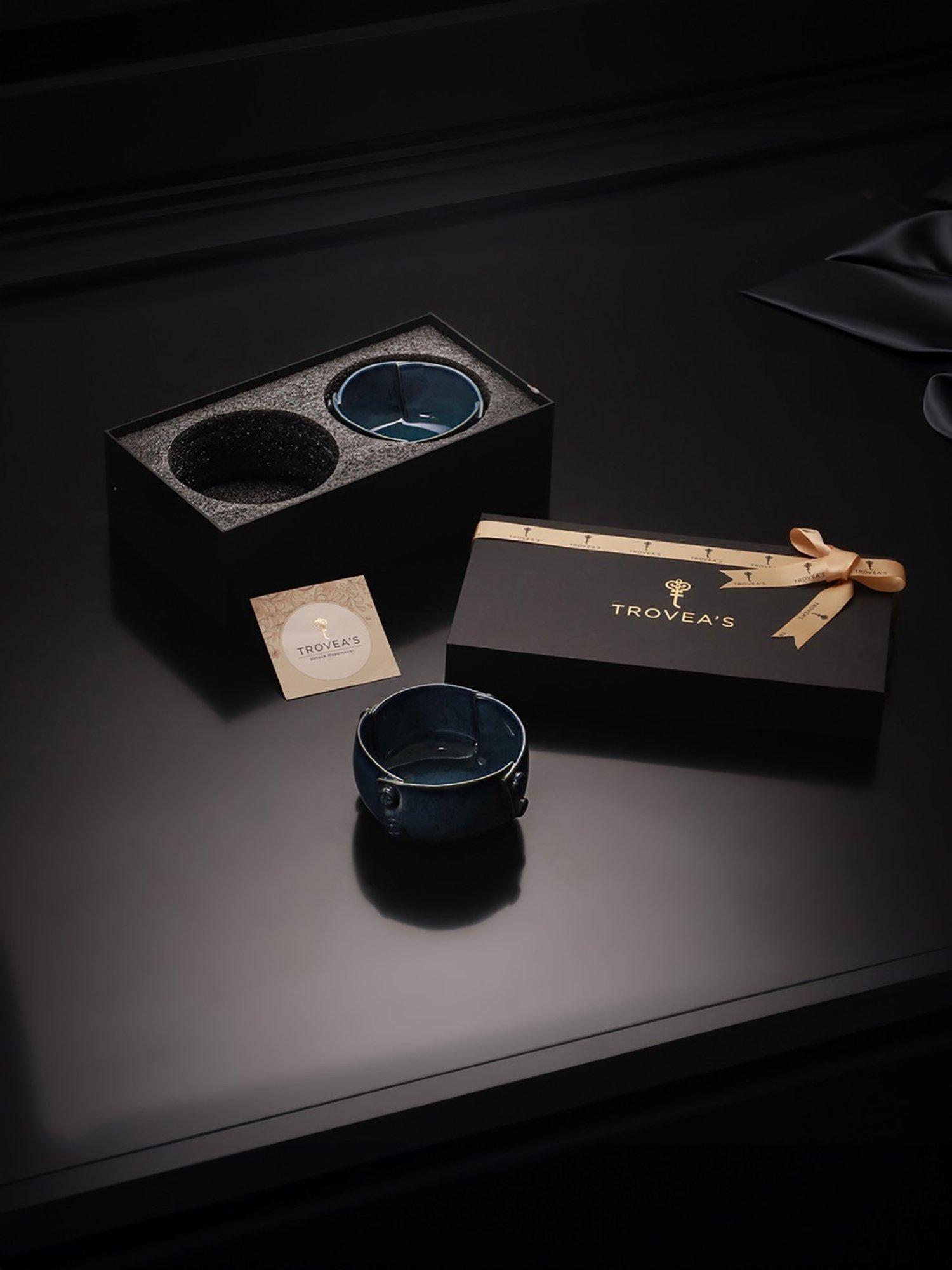 Trovea's Teal Blue Ceramic Serving Bowl Set of 2