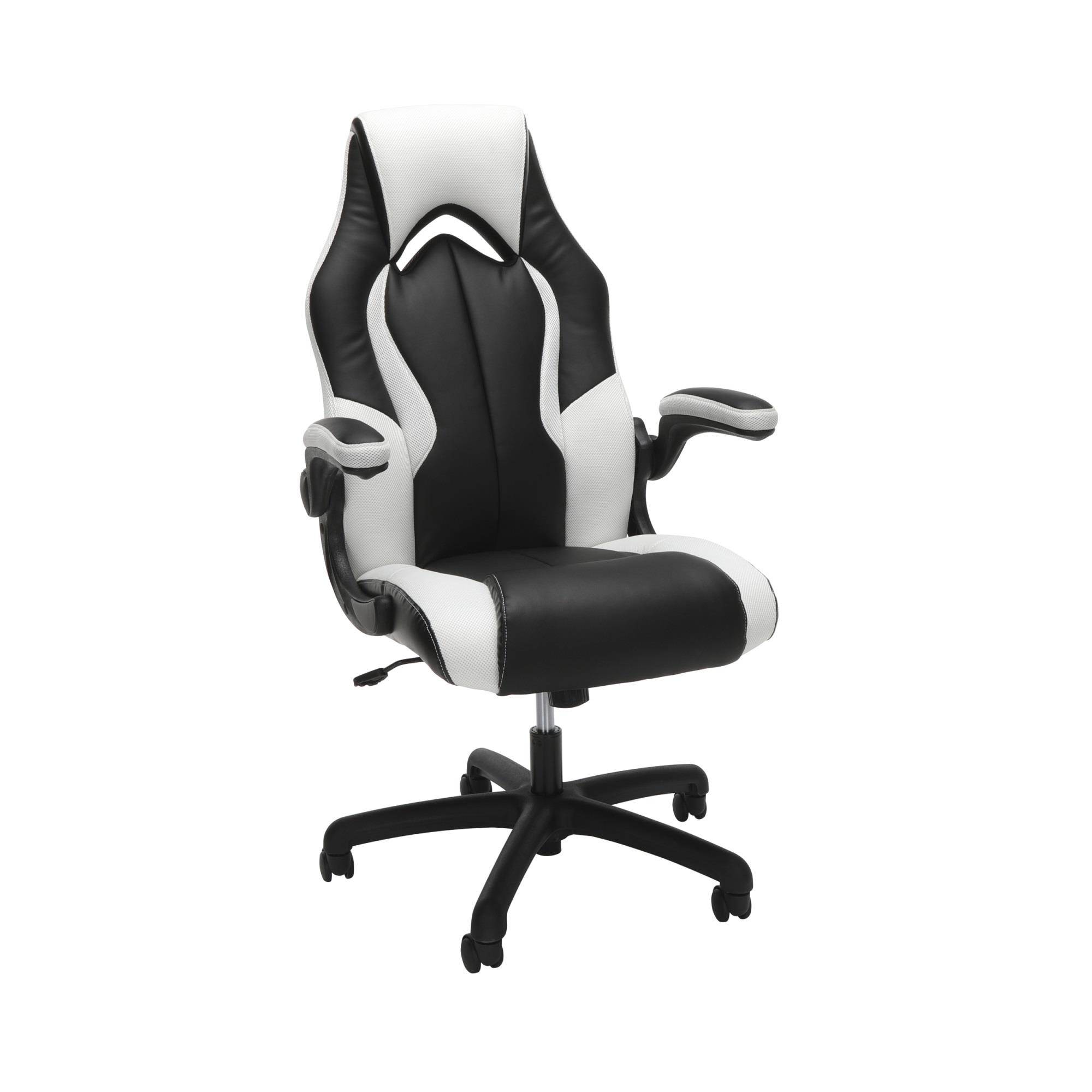OFM Essentials Collection High-Back Racing Style Bonded Leather Gaming Chair, in White (ESS-3086-WHT)