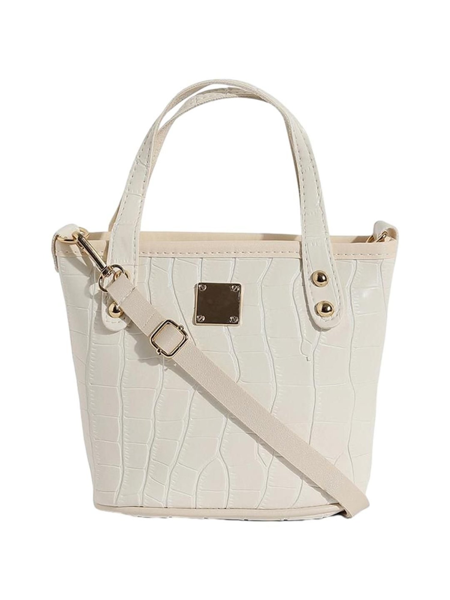 HauteSauce White Textured Small Handbag