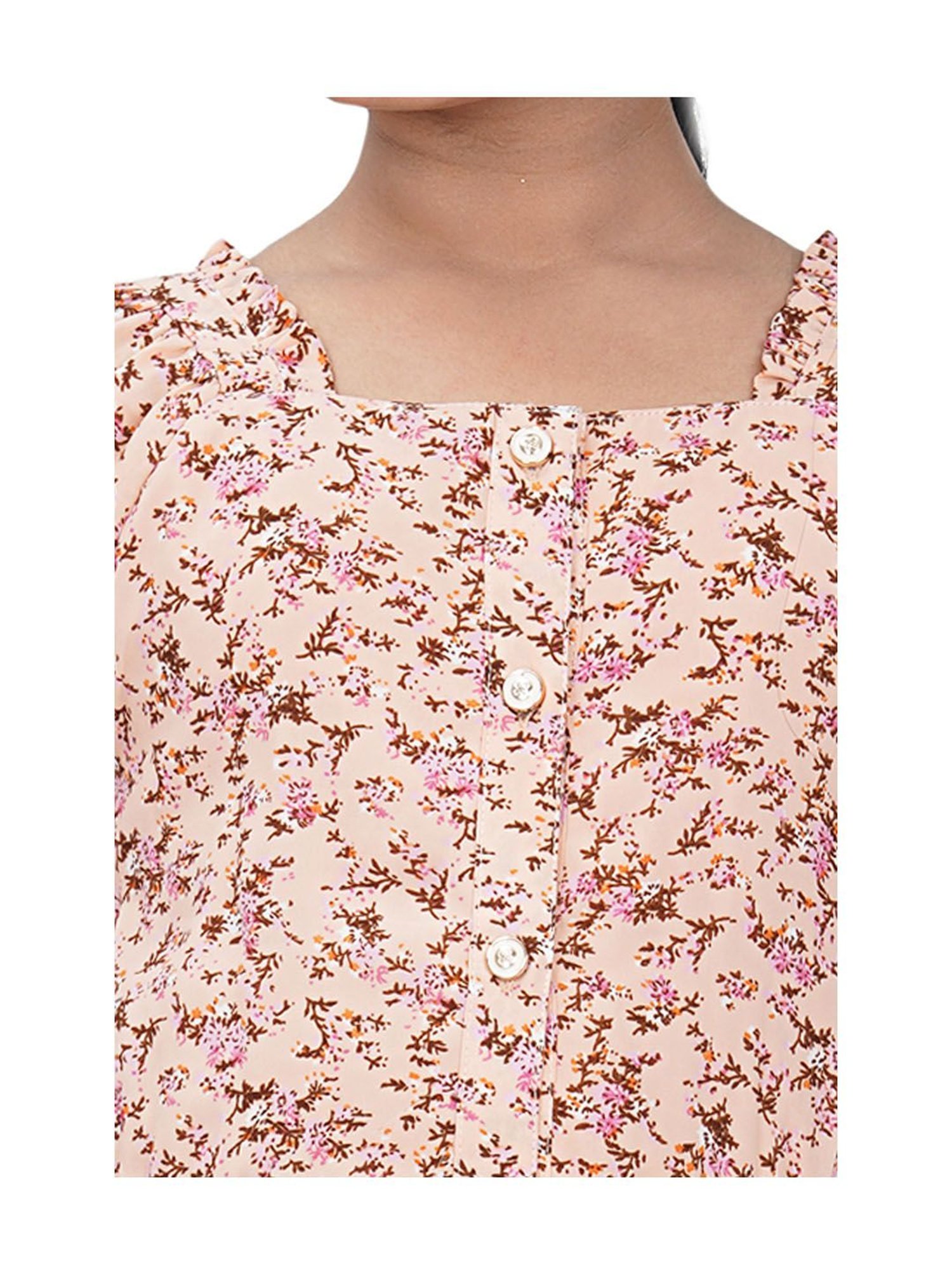 Tiny Girl Peach Floral Print Shirt