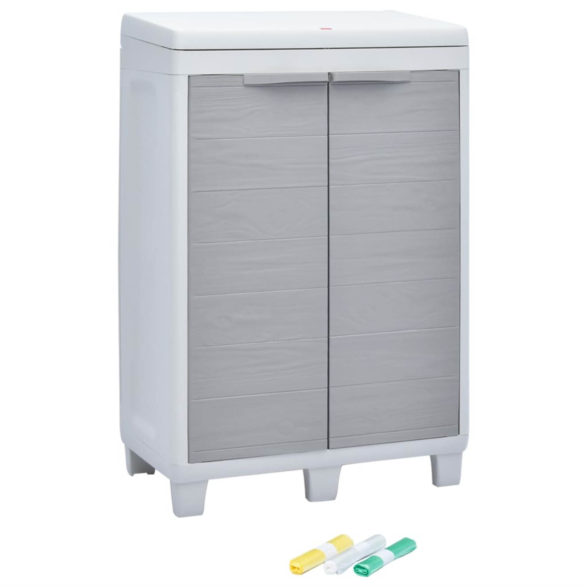 vidaXL Garden Dustbin with 3 Bags Light Gray Outdoor Cabinet Storage Shed