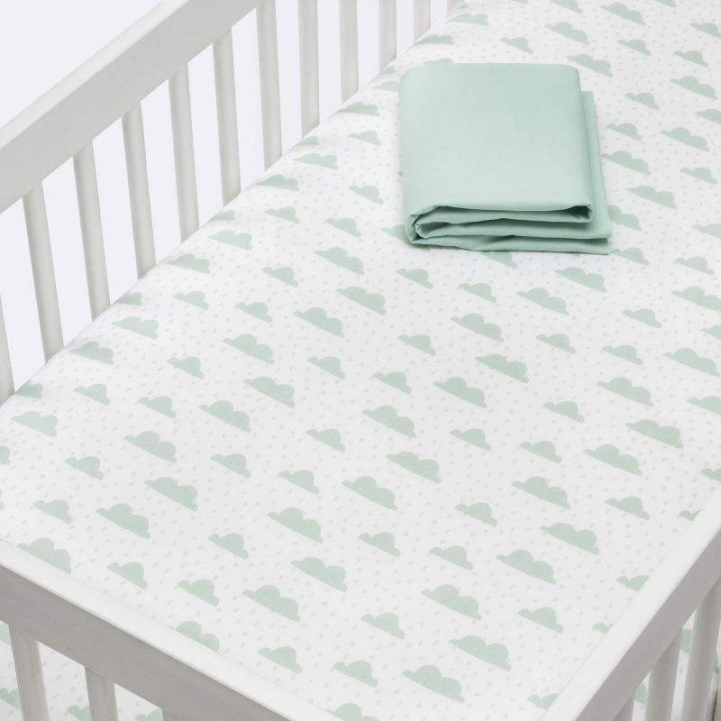 Fitted Crib Sheet - Cloud Island™ Clouds/Mint 2pk