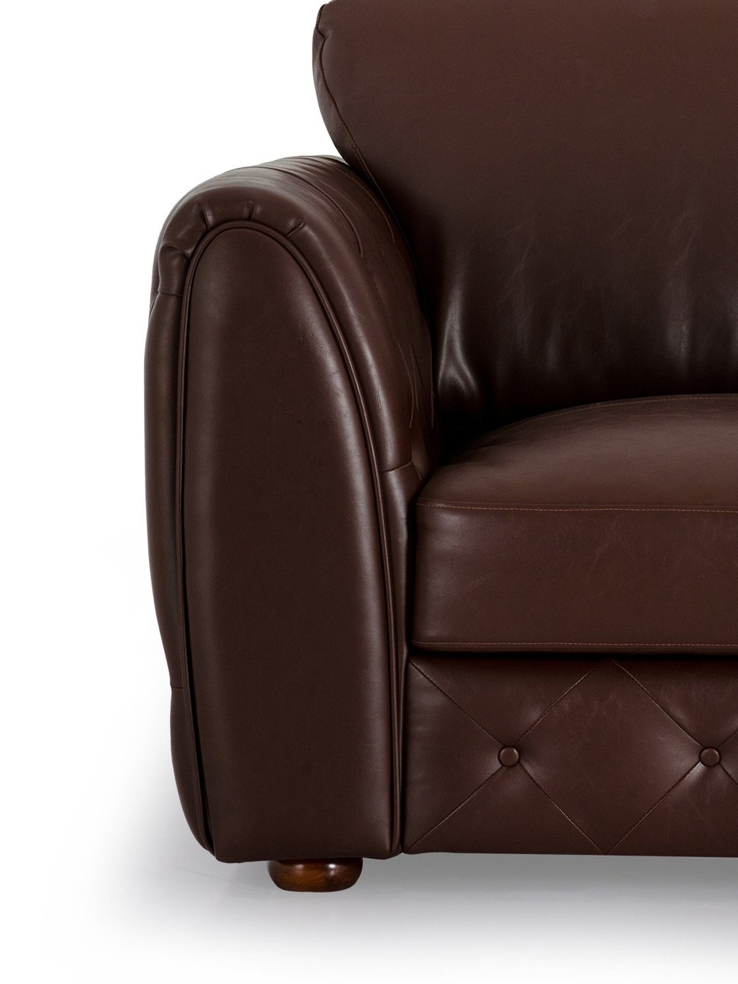 Durian Julian Mahogany Brown Premium Leatherette 1 Seater Sofa