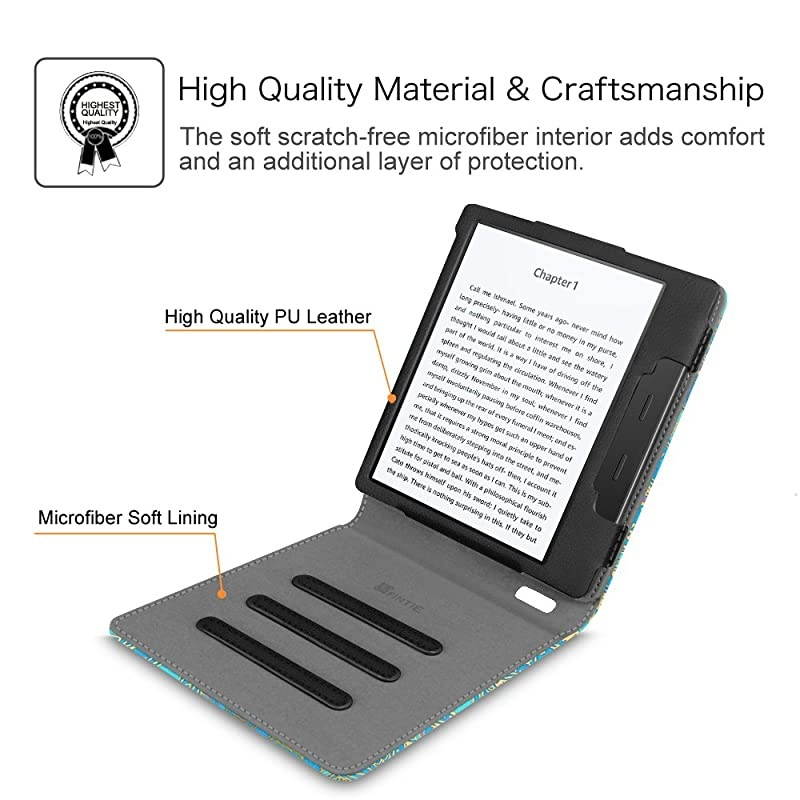 Flip Case for Kindle Oasis (10th and 9th Gen, 2019 & 2017 Release) - Multi Angle Hands Free Viewing Stand Cover (Auto Wake Sleep for 2017 Version Only, Not for 2019 Version), Shades of Blue