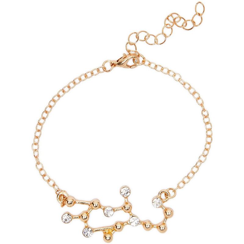 Zodaca 2 Piece Virgo Zodiac Necklace and Bracelet Jewelry Set for Women, Gold