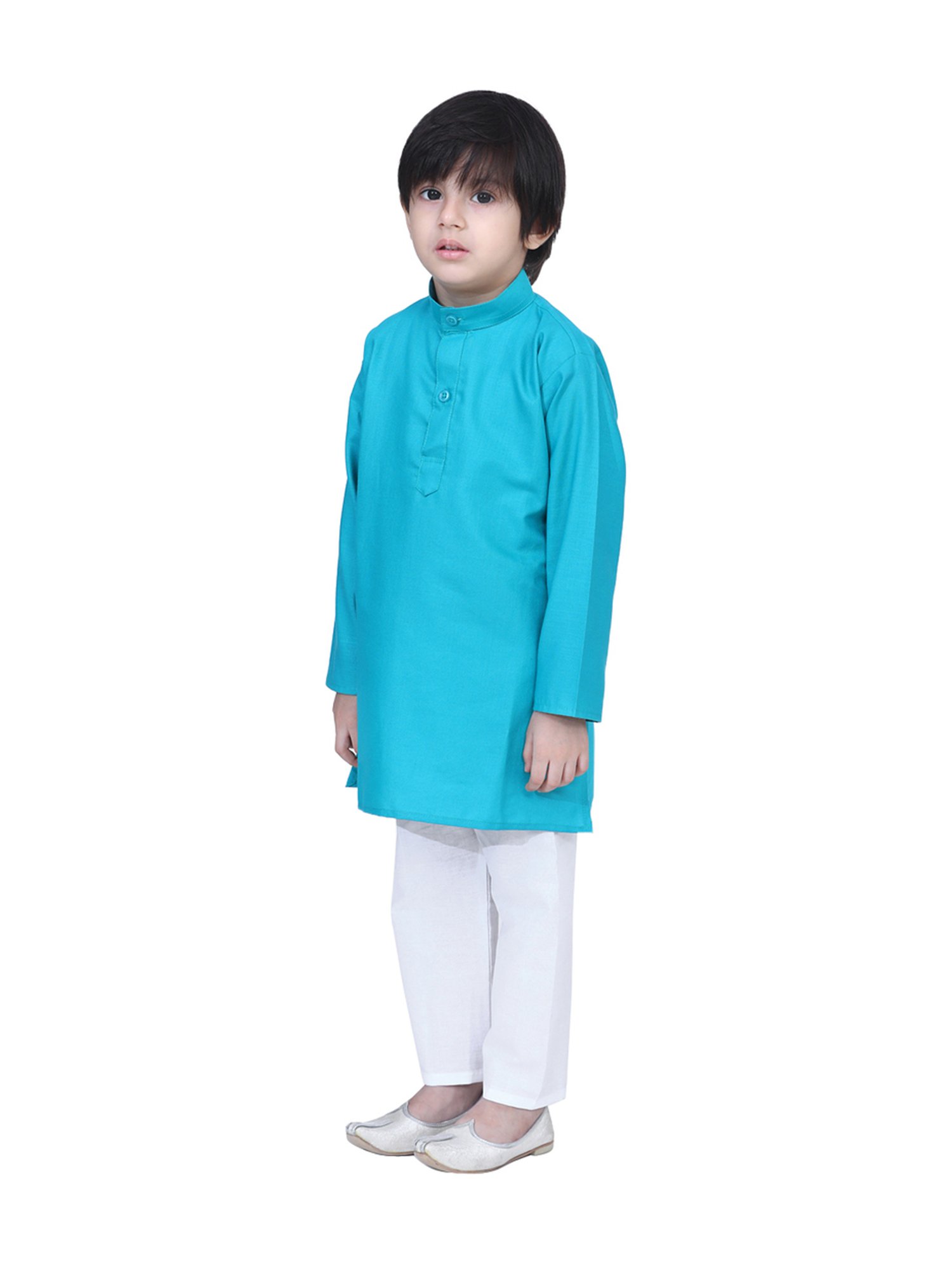 BownBee Kids Teal Blue Regular Fit Kurta & Pajamas
