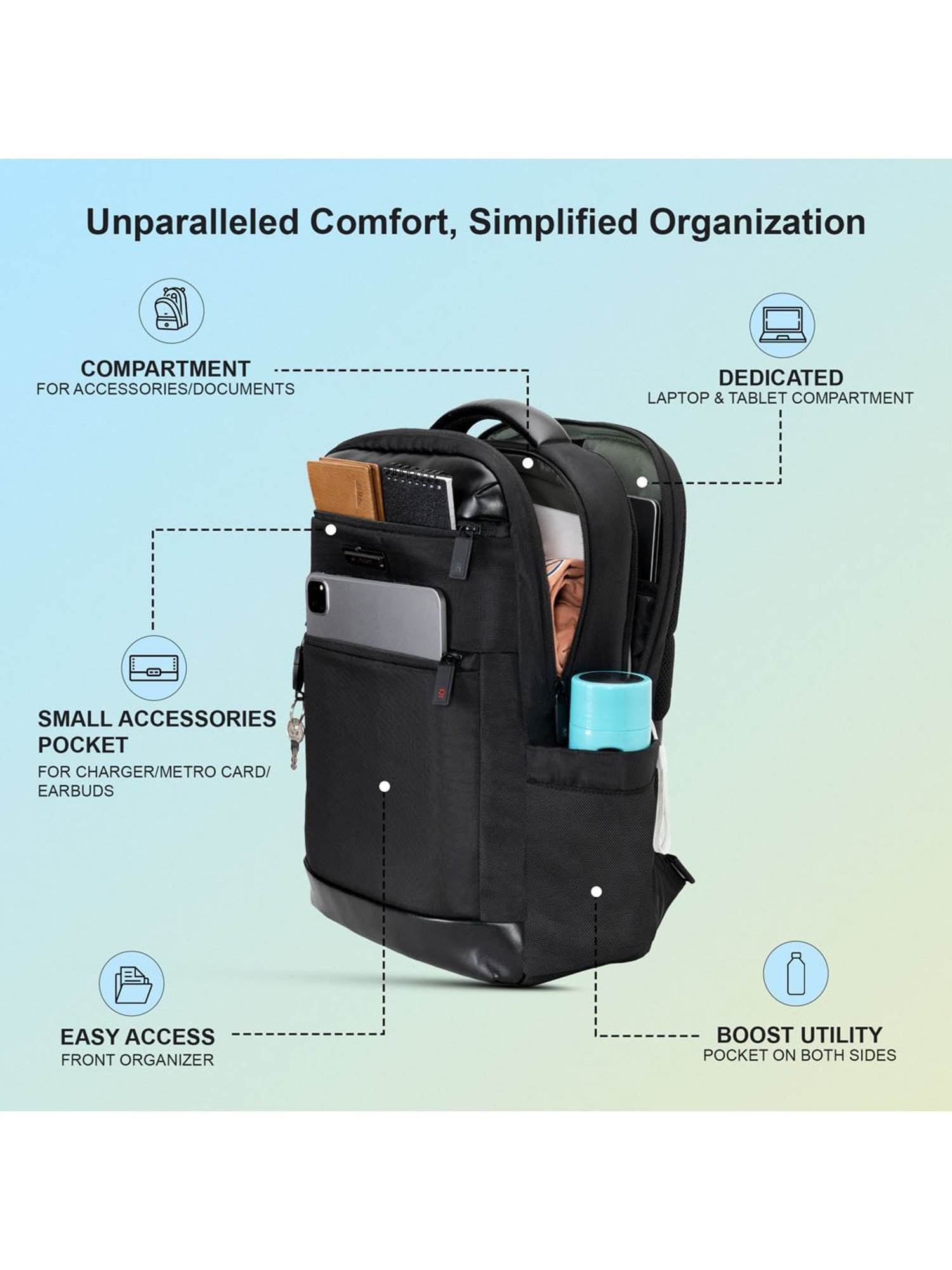 Red Tape 28 L Black Large Laptop Backpack