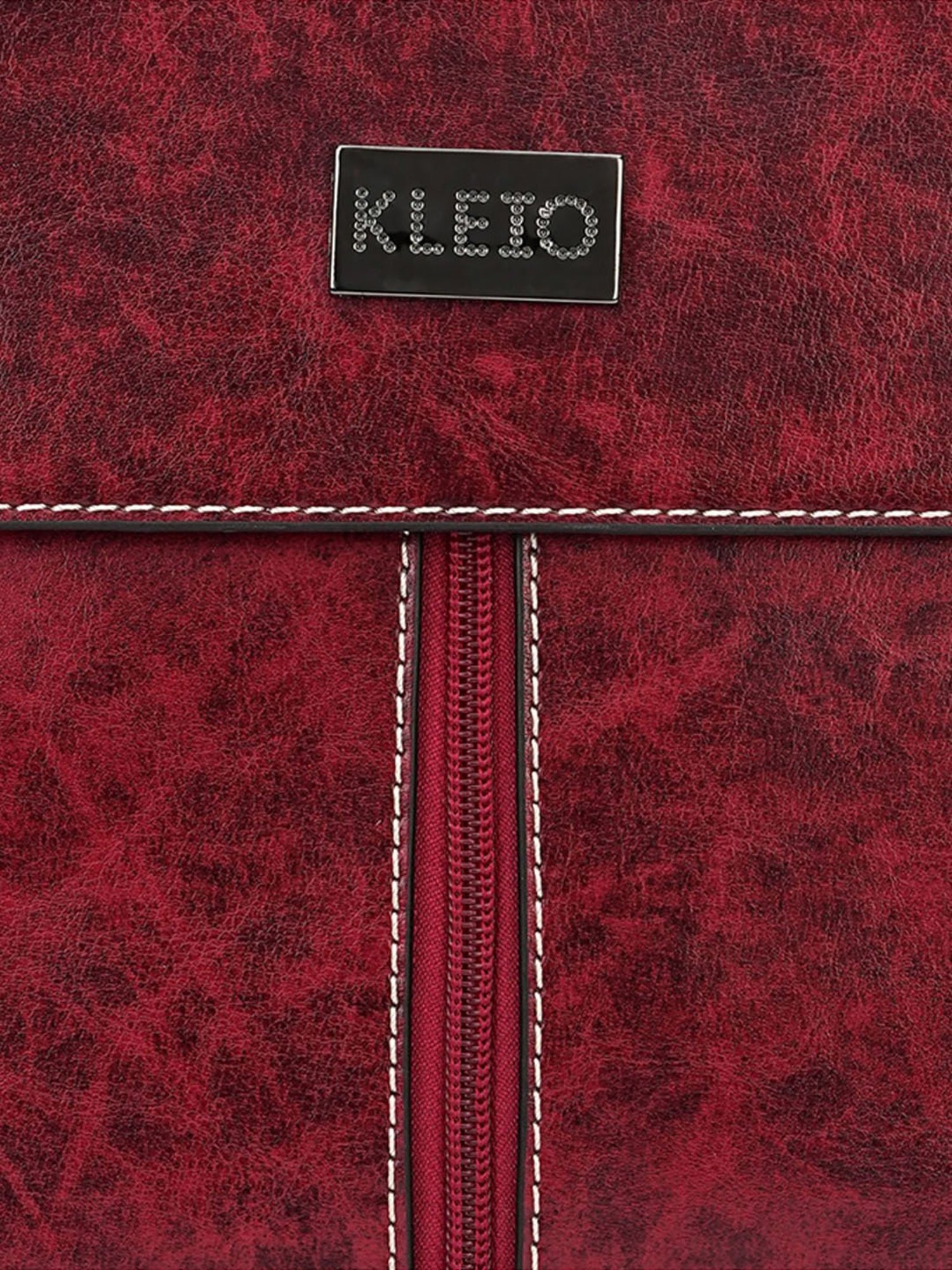KLEIO Marble Textured Maroon Medium Leather Laptop Handbag