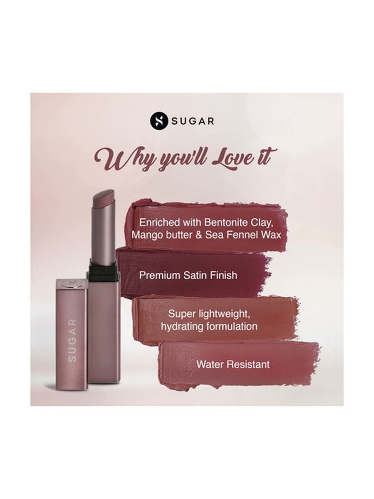 Sugar Cosmetics Mettle Satin Lipstick 07 Gabriella - 2.2 gm