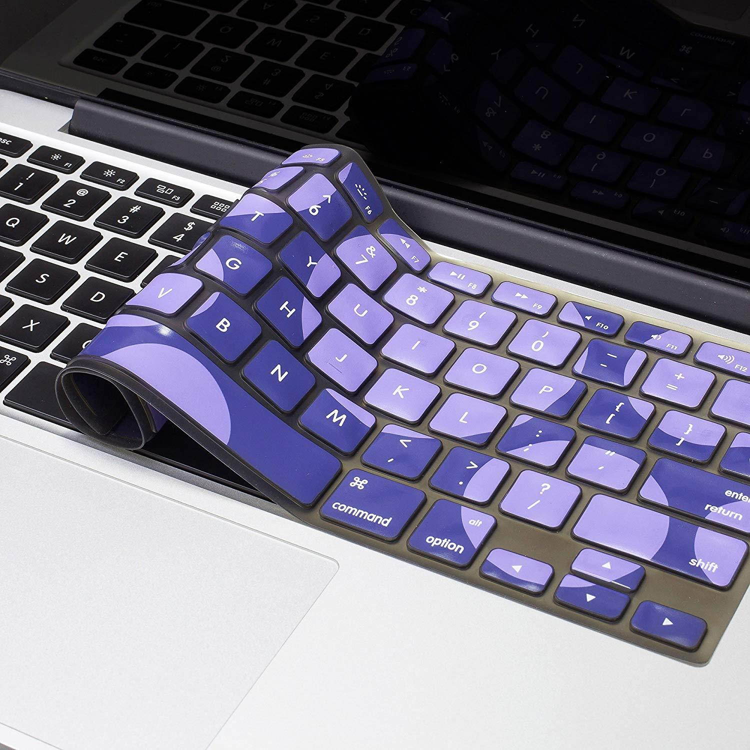 Kuzy Circles PURPLE Keyboard Cover Silicone Skin for MacBook Pro 13" 15" 17" (with or w/out Retina Display) iMac and MacBook Air 13" - Purple