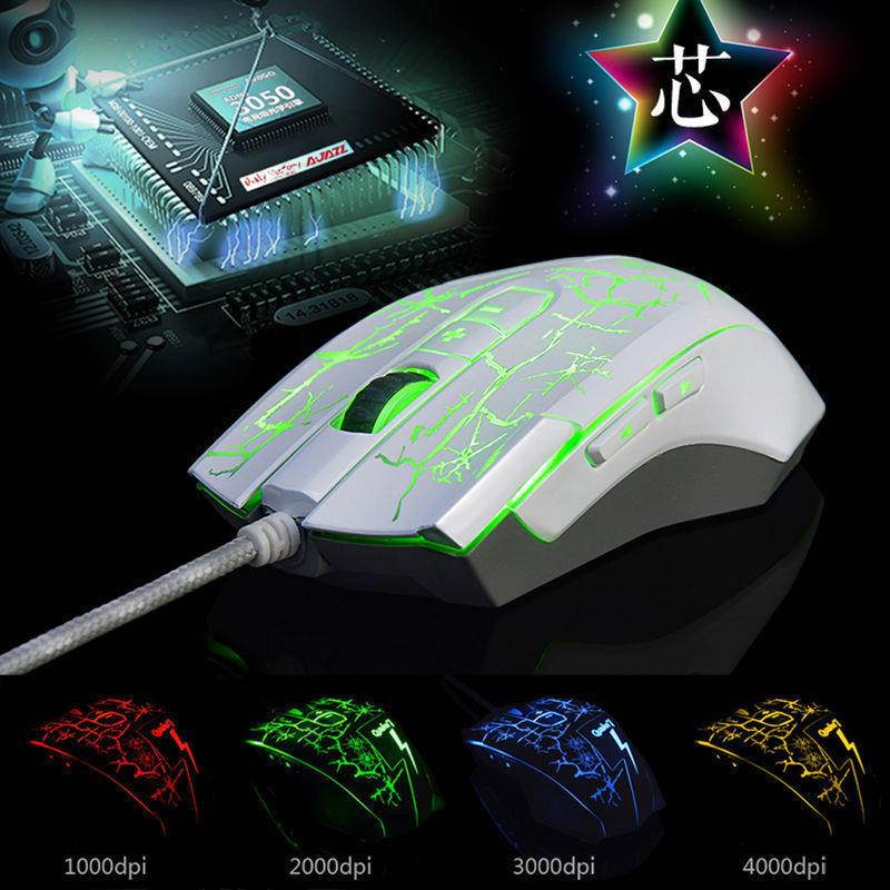 Ajazz Q7 Wired LED Backlit 4000DPI Optical Usb Ergonomic 8 Buttons Gaming Mouse