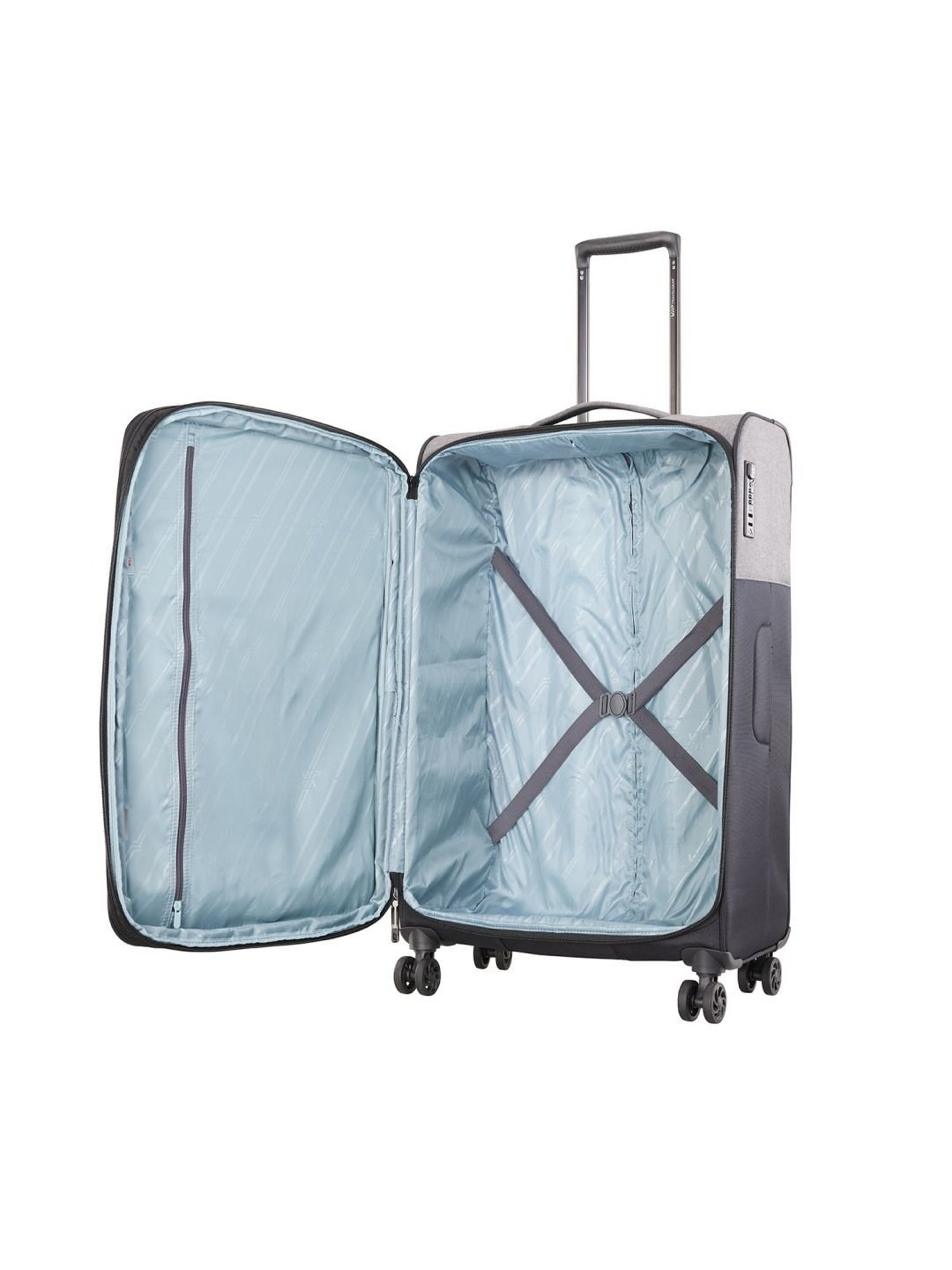 VIP Black 8 Wheels Large Soft Cabin Trolley Bag 46.5 cm