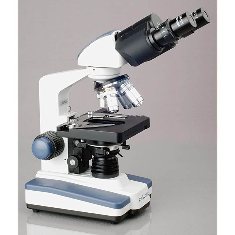 B120CWM Siedentopf Binocular Compound Microscope 40X2500X Magnification Brightfield LED Illumination Abbe Condenser DoubleLayer Mechanical Stage Includes Book