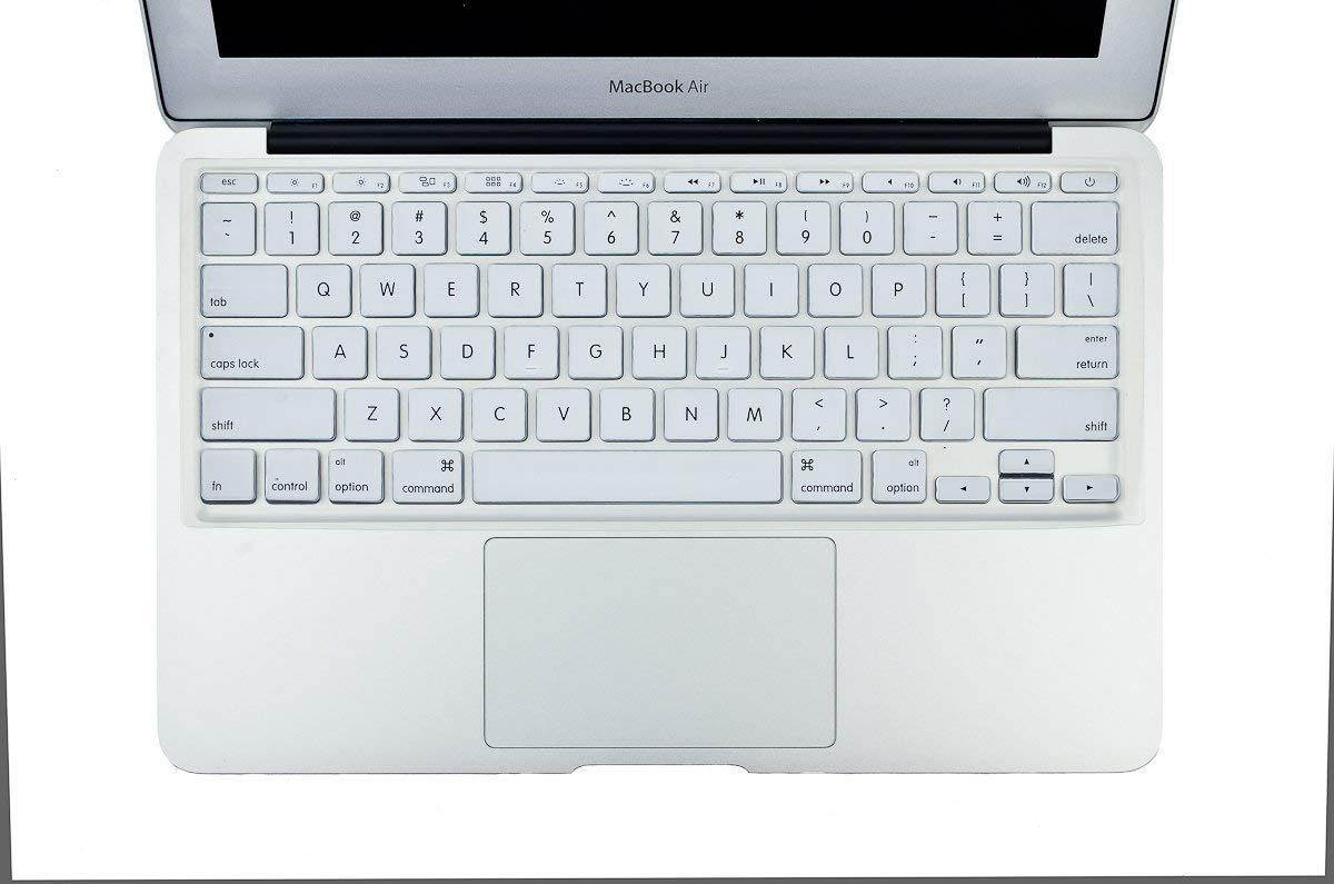 Kuzy AIR 11-inch Keyboard Cover for MacBook Air 11.6" Models: A1465 & A1370 Silicone Skin - WHITE