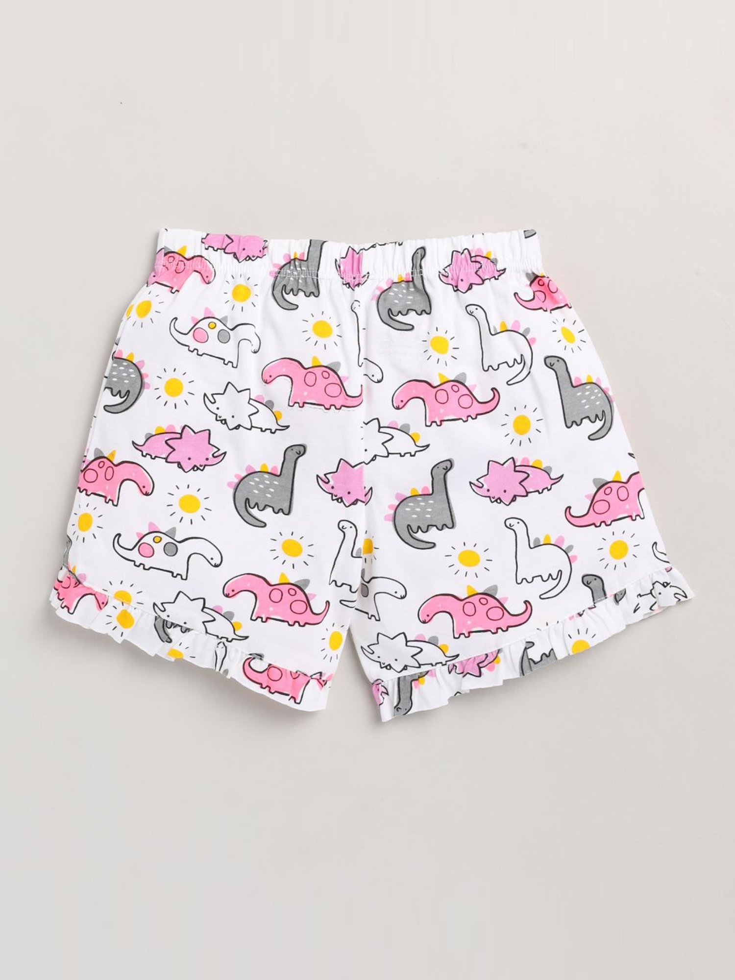 Lazy Shark Kids Pink Printed T-Shirt & Shorts