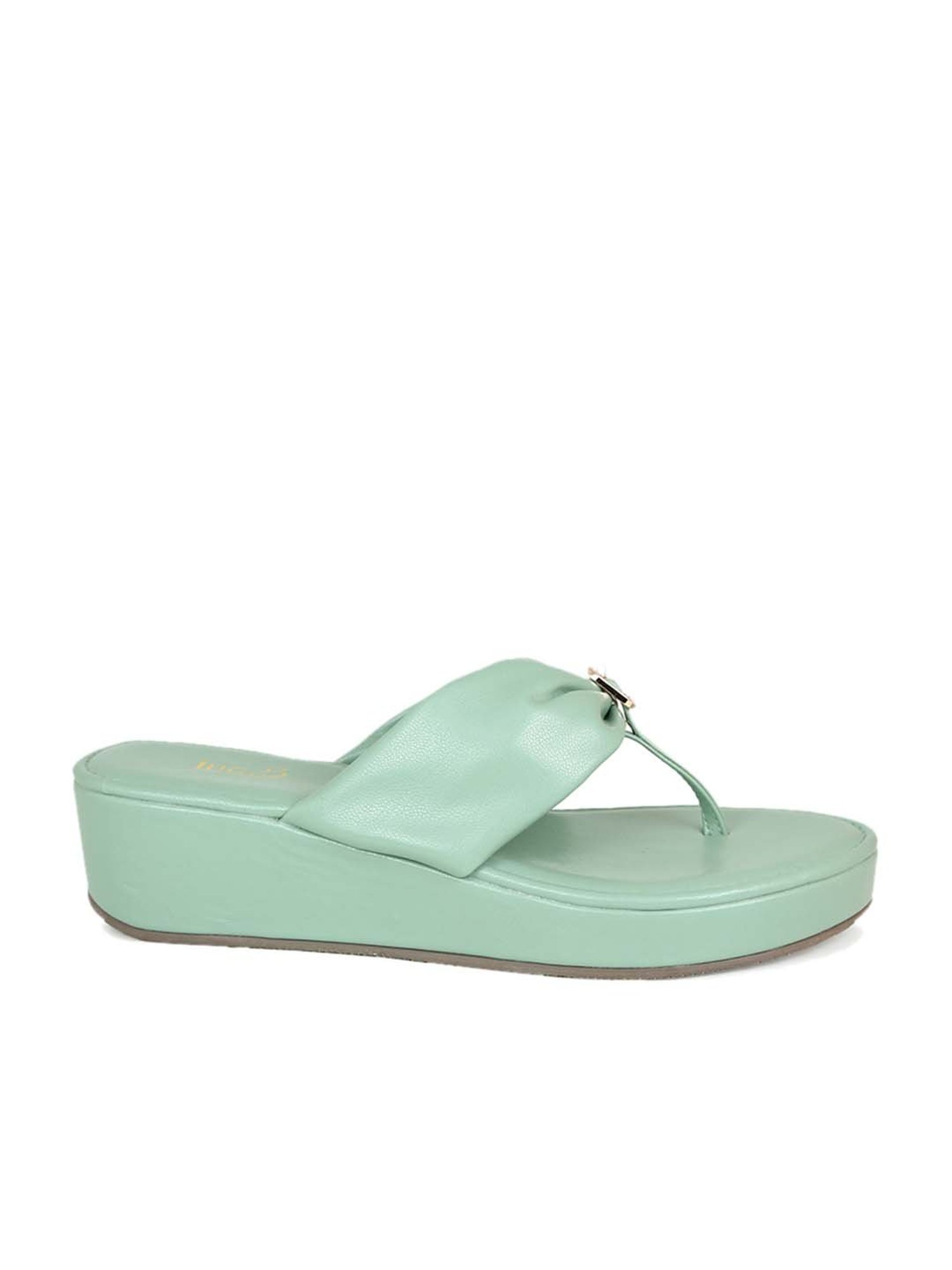 Inc.5 Women's Green Thong Wedges