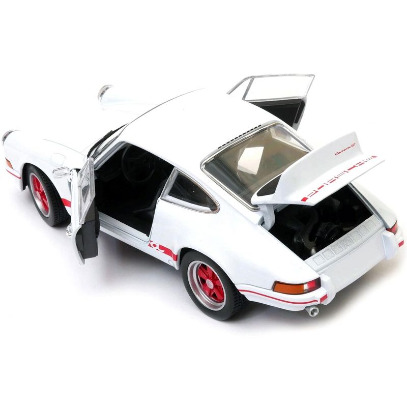 Porsche 911 Carrera RS 2.7 White with Red Stripes "NEX Models" 1/24 Diecast Model Car by Welly