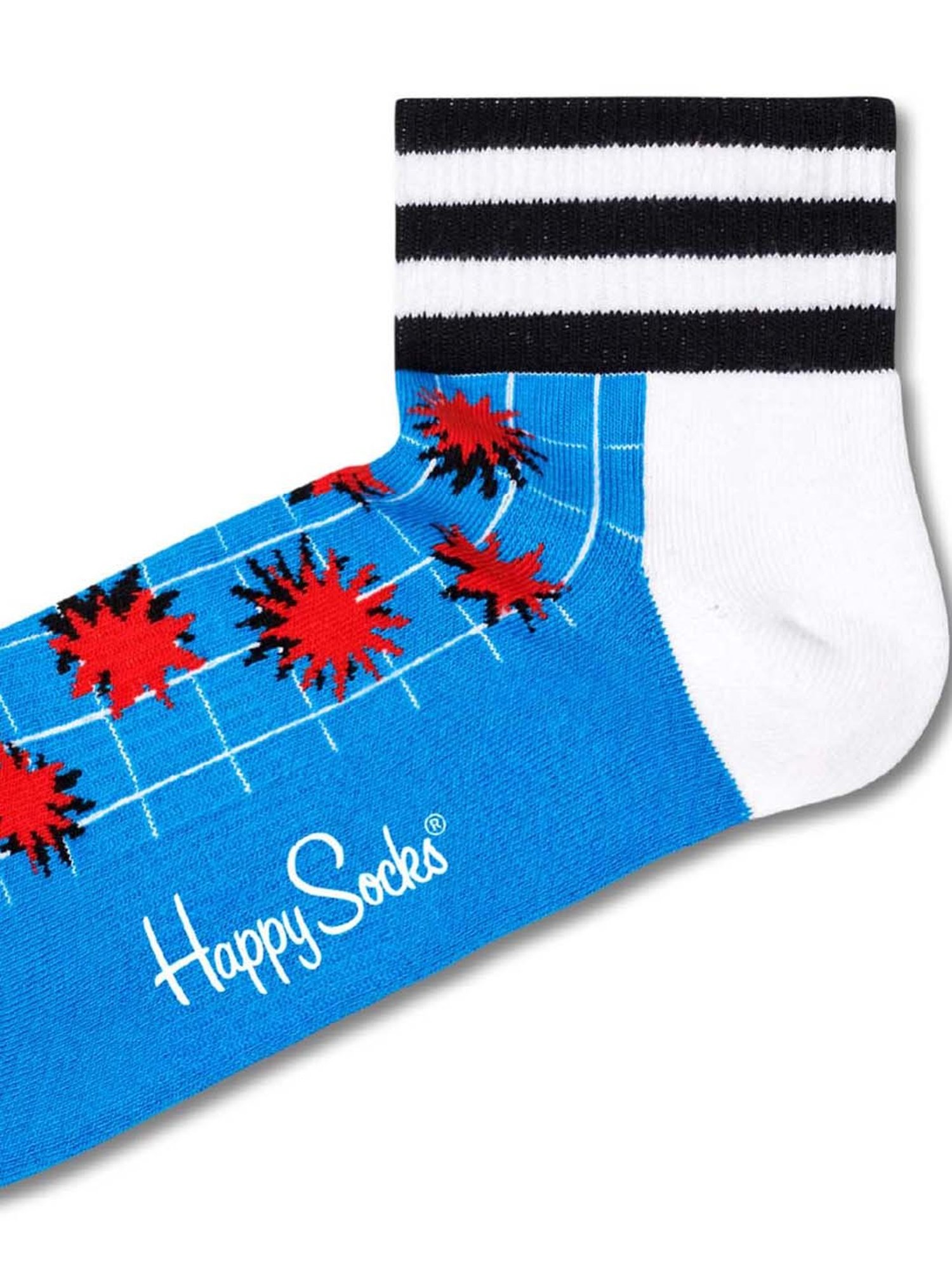 Happy Socks Explosion 1/4 Crew Blue Cotton Printed Socks (41-46)