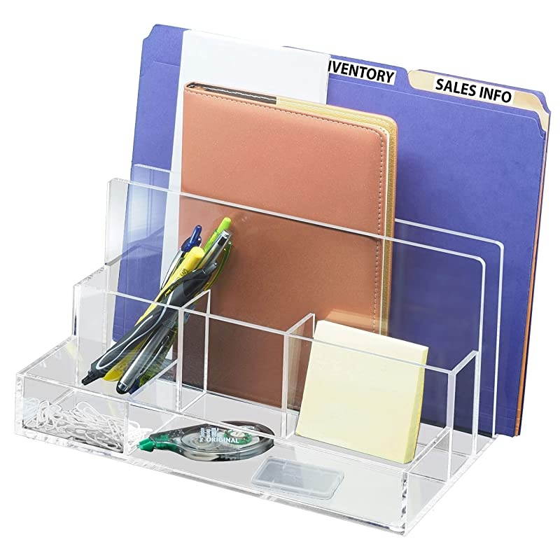 Acrylic File SorterDesk Organizer 105Inch Wide x 75Inch Deep x 67Inch High Clear AD245