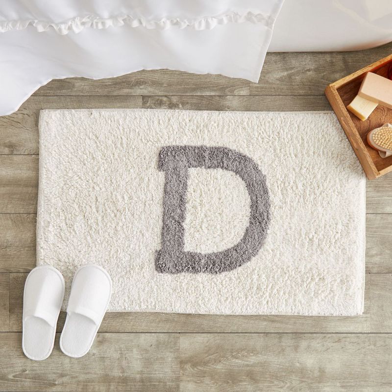 Juvale Personalized Bathroom Rugs with Letter D Initial, Cotton Bath Mat (White, 32 x 20 in)
