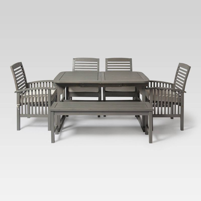 6pc Classic Outdoor Patio Dining Set Gray Wash - Saracina Home