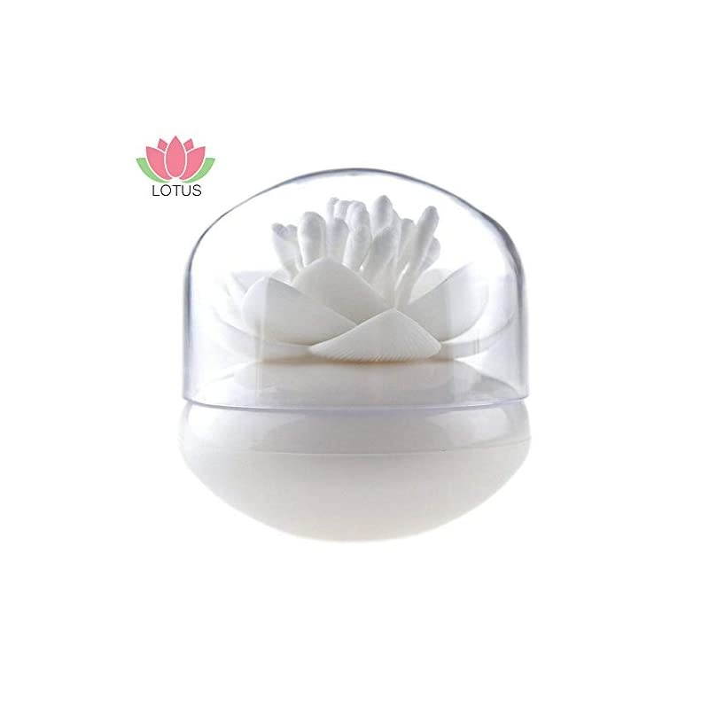 Q-Tips Holder Cotton Swab Organizer Lotus Shape Swab Cosmetic Storage Toothpick Container Bathroom Decor, White