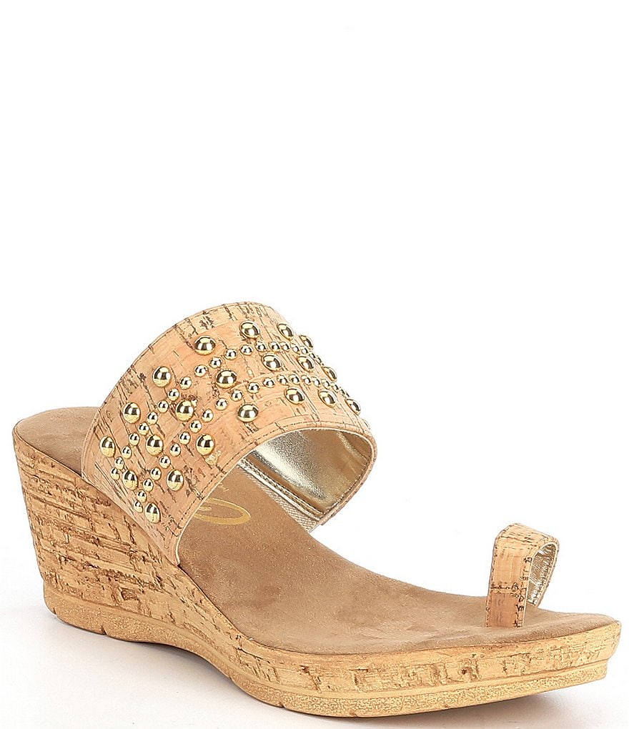 Onex Lin Toe Ring Cork Wedge Sandals