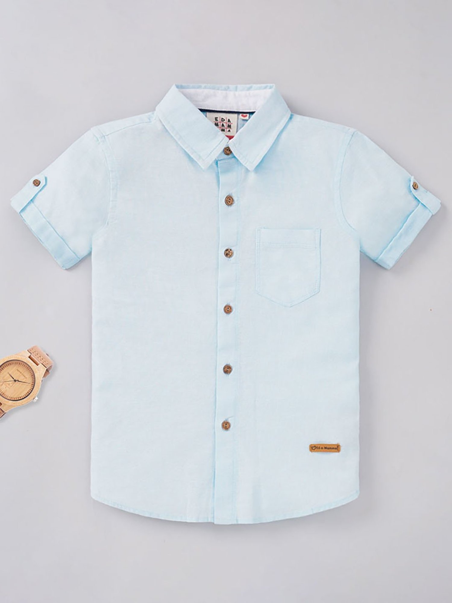 Ed-a-Mamma Kids Blue Solid Shirt