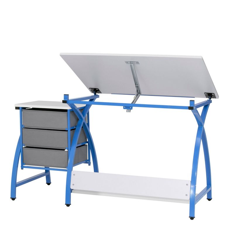 Studio Designs 38014 Venus Designed Craft Center with Tilt Adjustable Art Drafting Desk Table and 3 Drawer Under Desk Storage, Blue