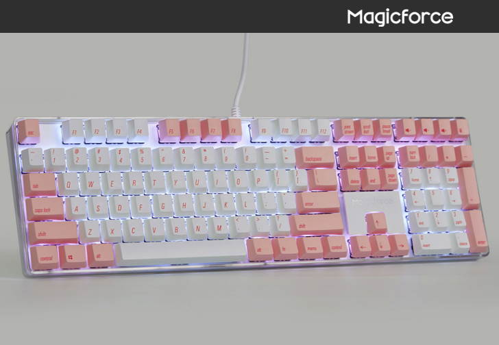 Qisan Magicforce N-key Rollover  Mechanical Keyboard Gaming Keyboard Cherry MX Brown  100% Full Size 108 Keys with White Backlight Case,PBT Keycaps