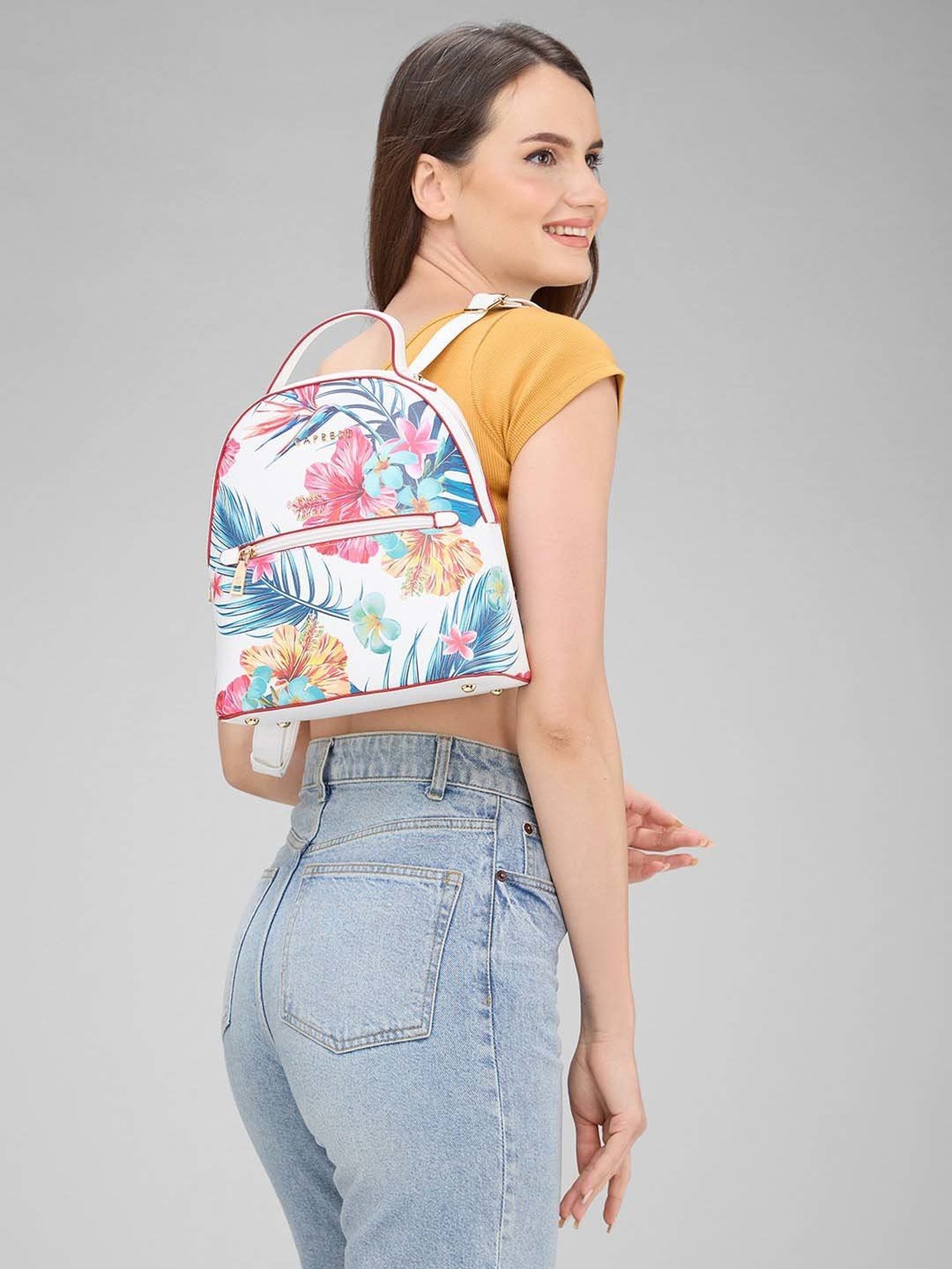 Caprese Renee Fashion Backpack Medium White | Women's Stylish Backpack | The Kiara Collection